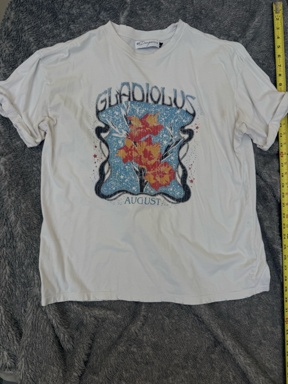 Anthropologie Gladiolus August Graphic Tee - White with Red/Orange Floral